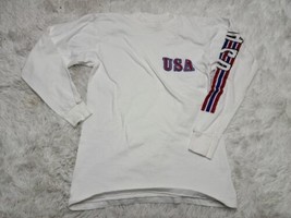 VTG Team USA Shirt Mens M Single Stitch Olympic Long Sleeve Spellout Made in USA - £9.64 GBP