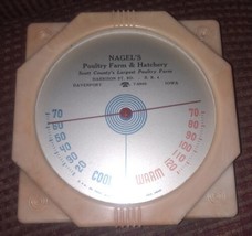 Nagels Poultry Farm &amp; Hatchery Advertising Thermometer,  Davenport Iowa ... - £36.50 GBP