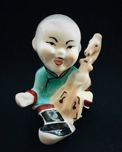 Chinese Republic Period Porcelain Sitting Musician Boy Glazed Figurine. Very cut - £74.34 GBP