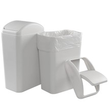 12 Liter Slim Plastic Trash Can, Swing Lid Garbage Can, 2-Pack - $44.99