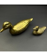 Vintage Brass Duck Figure Figurines Lot of 2 - 3.5&quot; &amp; 7.5&quot; Long Home Decor - €25,36 EUR