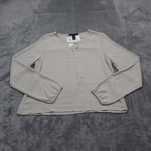 Forever 21 Shirt Womens S Gray Long Sleeve Round Neck Sheer Polyester Blouse - £23.67 GBP