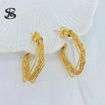 Dubai Hot Sale Fashion Jewelry Gold Plated Lrregular Stud Earrings For W... - £14.60 GBP