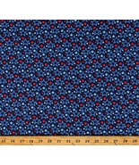 Cotton Patriotic Stars on Blue USA Stars &amp; Stripes Fabric Print by Yard ... - $11.95
