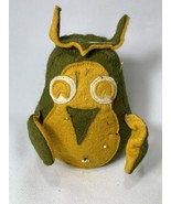 VTG Handmade Felt Large Green Yellow OWL Sewing Needle Pin Cushion - €11,17 EUR