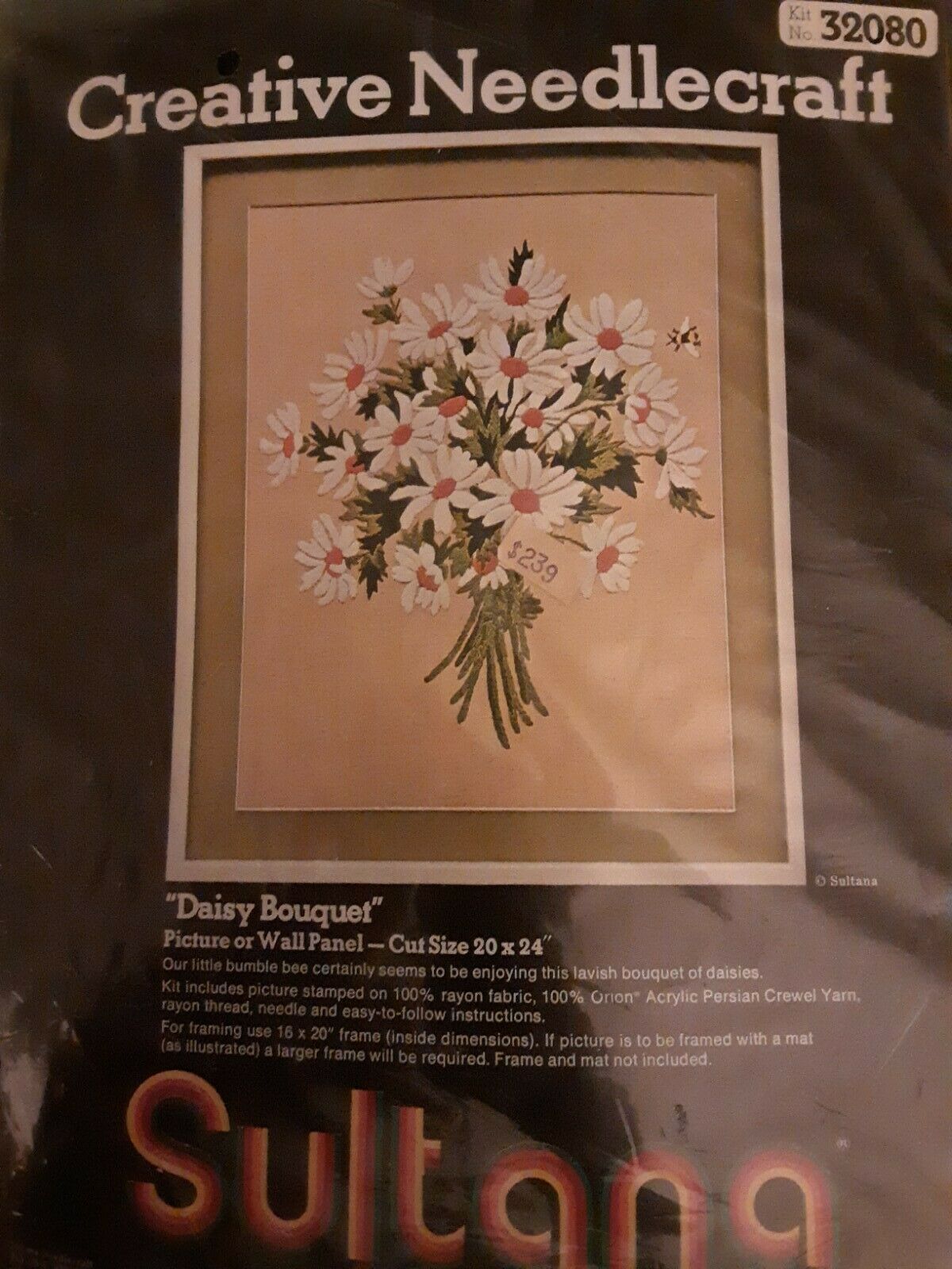 Vintage Sultana Creative Needlecraft DAISY BOUQUET Picture New, Sealed! - $14.00