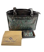 NWT Patricia Nash TOOLED TURQUOISE POPPY LEATHER TOTE WITH ZIP AROUND WA... - €257,15 EUR