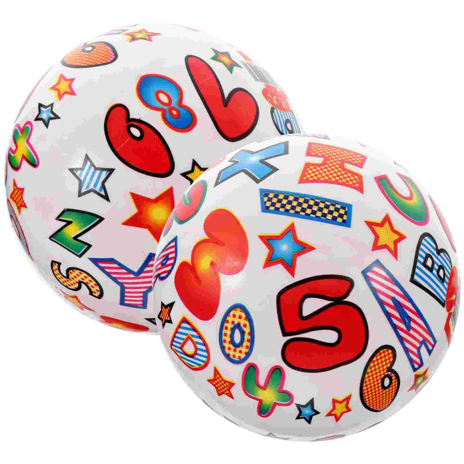 2 Pcs Beach Balls Kids Bulk Mini Letter Pool Swimming Toys Inflatable Reusable - £11.78 GBP