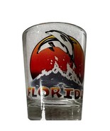 Florida State Shot Glass Clear Dolphins Jumping Ocean Sun Vintage - €5,86 EUR