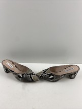 Saks Fifth Avenue Snake Print Leather Pointed Toe Block Heel Mule Pumps Size 7 M - £27.21 GBP