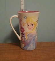 Disney Store Frozen Elsa Latte Mug Coffee Cup Floral 6&quot; Flowers NICE - £6.12 GBP