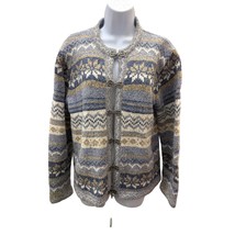 Croft &amp; Barrow women L Nordic cardigan w/metal hook and eye fastening Fa... - $349.48 MXN