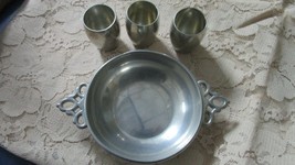 Royal Holland Daalderop Pewter 4-pcs DISH AND 3 SHOT CUPS  - $1,204.08 MXN