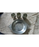 Royal Holland Daalderop Pewter 4-pcs DISH AND 3 SHOT CUPS  - €54,03 EUR