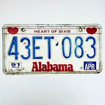 1991 United States Alabama Heart of Dixie Passenger License Plate 43ET 083 - $229.01 MXN
