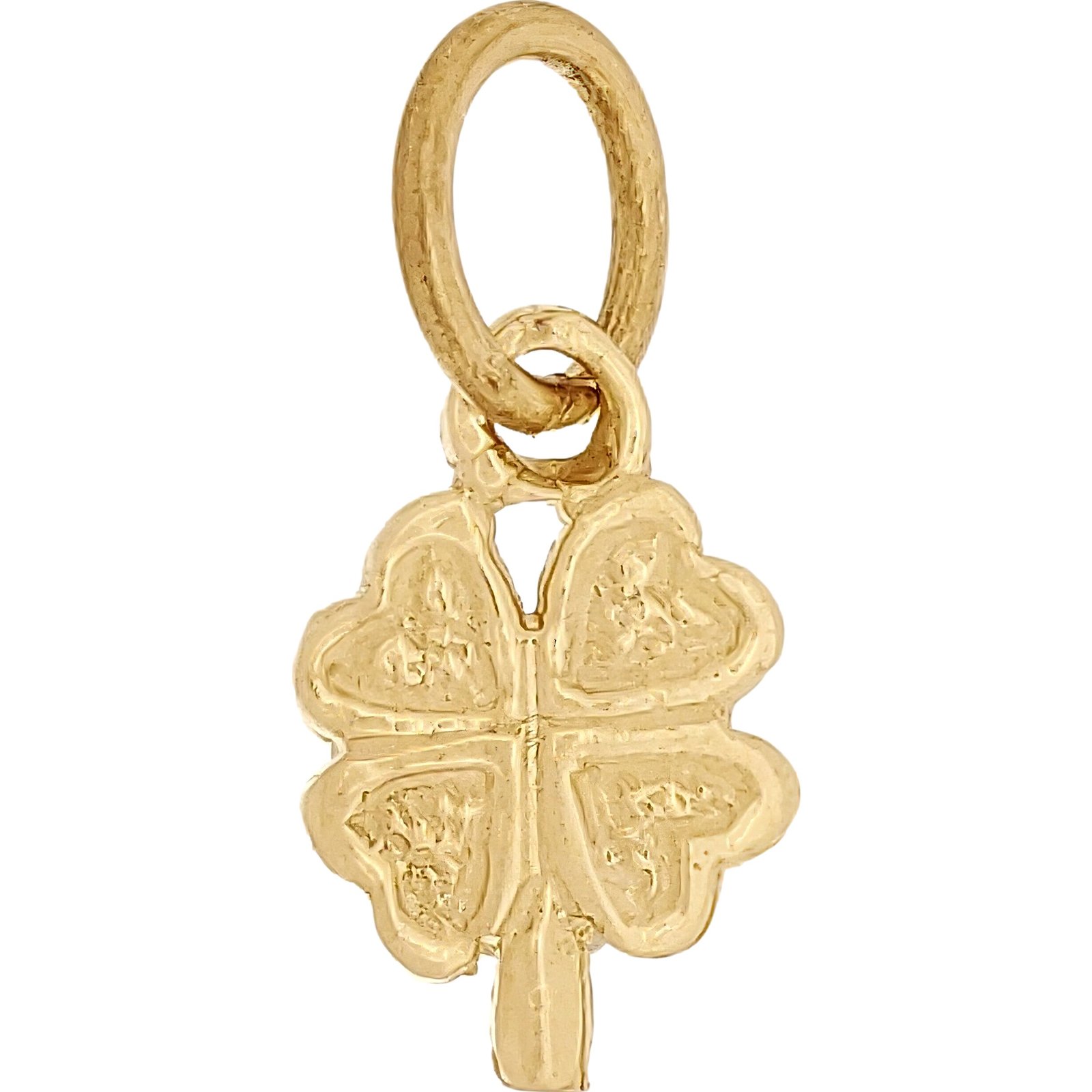 Primary image for 14K Gold 4 Leaf Clover Charm Irish Lucky Jewelry 9mm