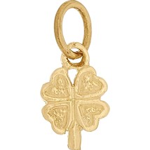 14K Gold 4 Leaf Clover Charm Irish Lucky Jewelry 9mm - £24.76 GBP