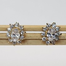 Vintage PPC Oval CZ Cluster Gold Vermeil Over 925 Sterling Silver Stud Earrings - £23.73 GBP