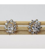Vintage PPC Oval CZ Cluster Gold Vermeil Over 925 Sterling Silver Stud E... - £23.23 GBP