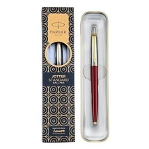 Parker Jotter Standard Gold Trim Ball Pen| Ink Color - Blue - £11.45 GBP