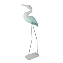 29 Inch Hand Carved White Painted Wood Bird Statue Home Coastal Decor Sculpture - £34.82 GBP