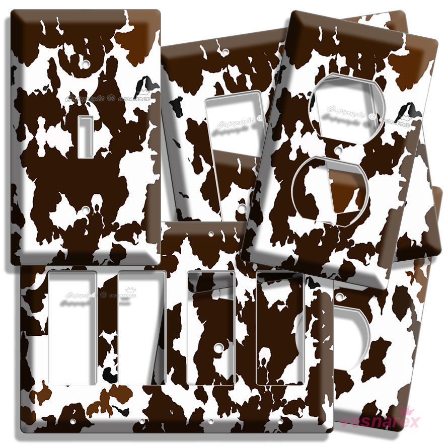 COW HIDE SKIN ANIMAL PRINT LIGHT SWITCH OUTLET WALL PLATE COUNTRY ROOM ART DECOR