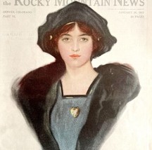 Gorgeous Victorian Era Woman 1912 Lithograph Rocky Mountain News Cover Art DWCC9 - £31.96 GBP