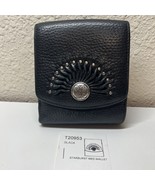 Brighton Black Leather Small Fold Wallet W/Starburst Medallion Weave Pat... - $34.30 CAD