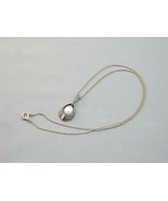 Gorgeous Sterling &amp; 14k Tear Drop Pearl Granulated Pendant On Chain 18&quot; - £98.32 GBP