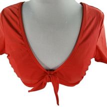 Xhilaration Bikini Swim Top Sz Large 11 13 Red Tie Front Open Back Cap Sleeve - £11.73 GBP