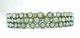 Set of Three AB Mint Crystal Rhinestone Bangle Bracelets - £11.25 GBP