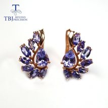 100% natural Tanzanite gemstone clasp earring 925 sterling silver with precious  - £197.13 GBP