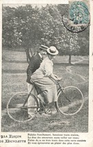 LA LECON de BICYCLETTE~BICYCLE ROMANCE~FRANCE 1907 POSTCARD - £6.20 GBP