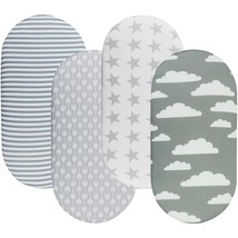 Bassinet Fitted Sheets 4 Pack For Baby Boy And Girl, Stretchy Soft Knitted Sheet - £28.73 GBP