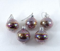 Christmas Ornament Iridescent Plastic With Red Garland Inside Lot of 5 - £15.79 GBP