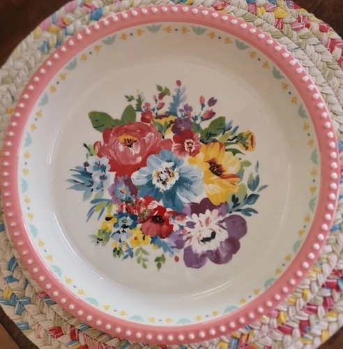 Pioneer Woman ~ Sweet Romance ~ 9.4" Stoneware ~ Gingham w/Floral Design Pie Pan Item image 7