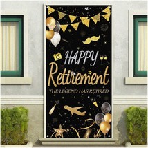 RetireJoy XL Door Cover - Elegant Retirement Party Decorations | Black &amp; Gold Ha - $30.68