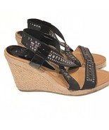 Kelsi Dagger Sandals Womens 8.5 M Open-Toe Espadrille Black Wedge Studs ... - $32.41 CAD