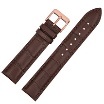 18mm 20mm 22mm 24mm Genuine Leather Brown Watch Band Strap with Rose Buckle - £12.67 GBP