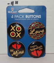 WinCraft Valentines Day 4 Pack of Small buttons Be Mine Love Hearts Red - $9.85