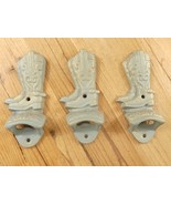 3 Cast Iron Cowboy Boot Beer Bottle Opener Wall Mounted Open Here Resell - $457.13 MXN
