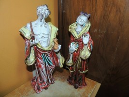 Chinese type Mud Man&amp; Woman 10" signed P Marioni Mudman Vintage terracot... - $134.99