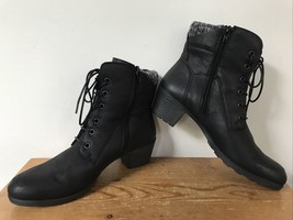 Raffini Paddie Black Fur Lined Leather Heeled Winter Snow Rain Boots 39 8.5 - £51.67 GBP