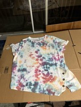 Westbound Tie-Dye Short  Sleeve Top With Button Accents On The Bottom Le... - $13.86