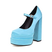 Fashion 6 colors Women Shoes Platform Thick Heels Pumps Buckle Strap Super High  - £103.24 GBP