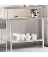  Kitchen Work Table with Overshelf 43.3&quot;x21.7&quot;x47.2&quot; Stainless Steel - $501.93 CAD
