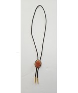 1980s Vintage Oval Carnelian Agate Cabochon and Gold Tone Western Bolo Tie - $39.59