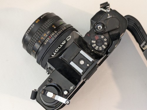 Canon A-1 SLR 35mm Manueller Fokus Kameragehäuse Schwarz Linse Teile Oder Repair Item image 9