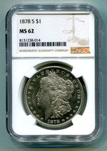 1878-S MORGAN SILVER DOLLAR NGC MS62 NICE ORIGINAL COIN FROM BOBS COIN F... - $115.00