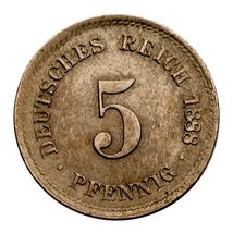 1888-D Germany 5 Pfenning Munich Mint About Uncirculated Condition - €41,66 EUR